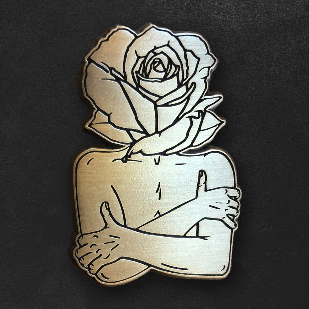 Custom Antique Sandblasted Pins, Vintage Finish — design layout sample