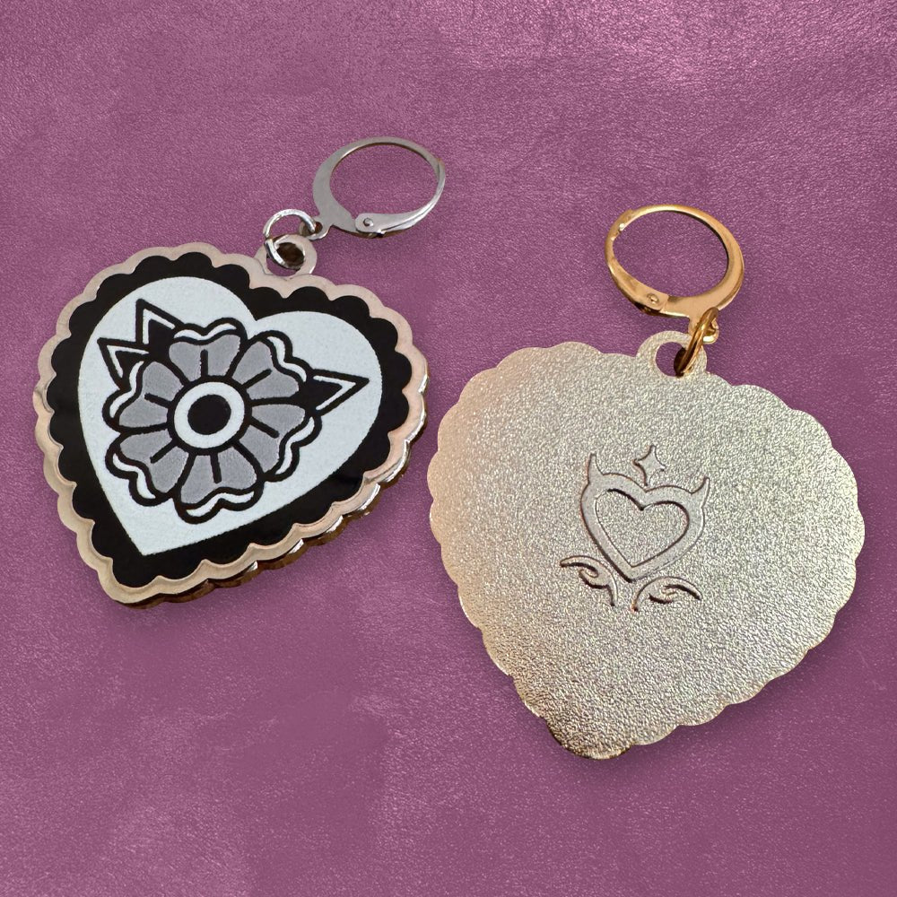 Custom UV Printed Stitch Markers, Zipper Pulls & Shoe Charms — close-up detail view