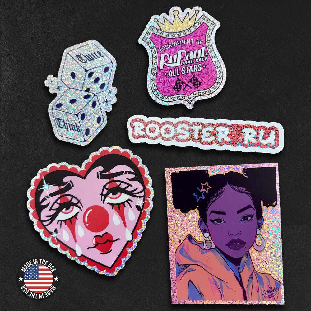 Custom Glitter Stickers, Made in USA
