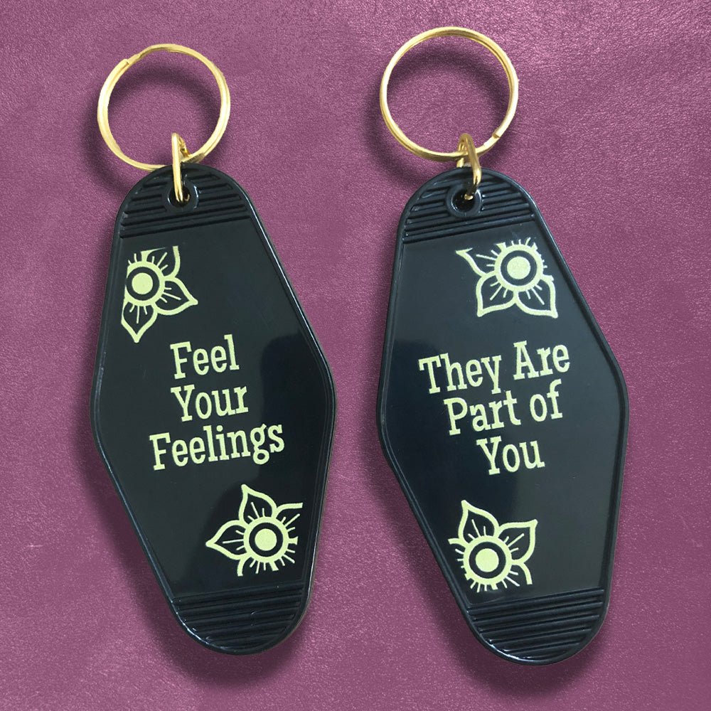 Custom Motel Keychains, UV Printed Full Color — design layout sample