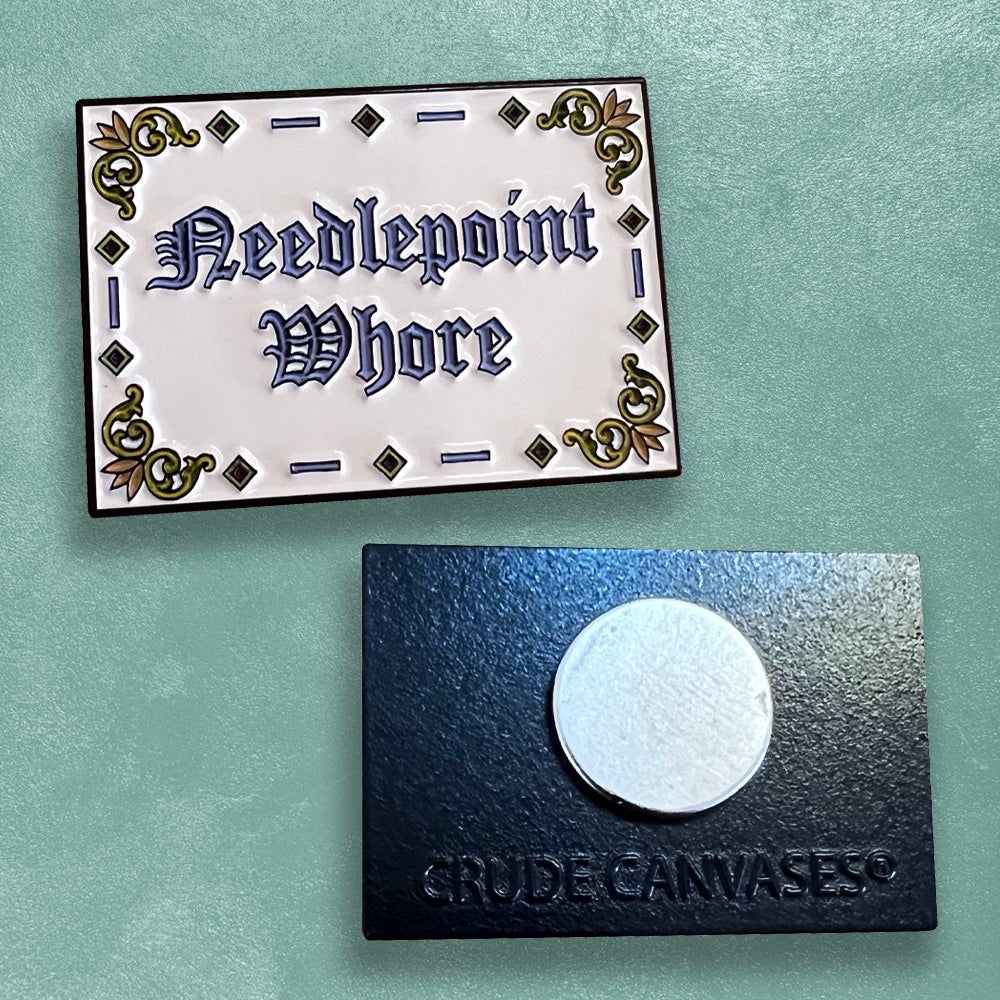 Custom Soft Enamel Needle Minders for Cross Stitch — reverse side and backing detail