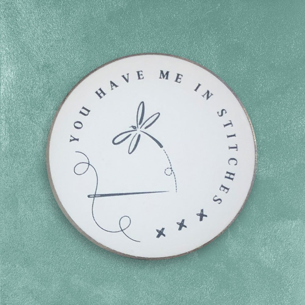 Custom UV Printed Needle Minders, Full Color — close-up detail view