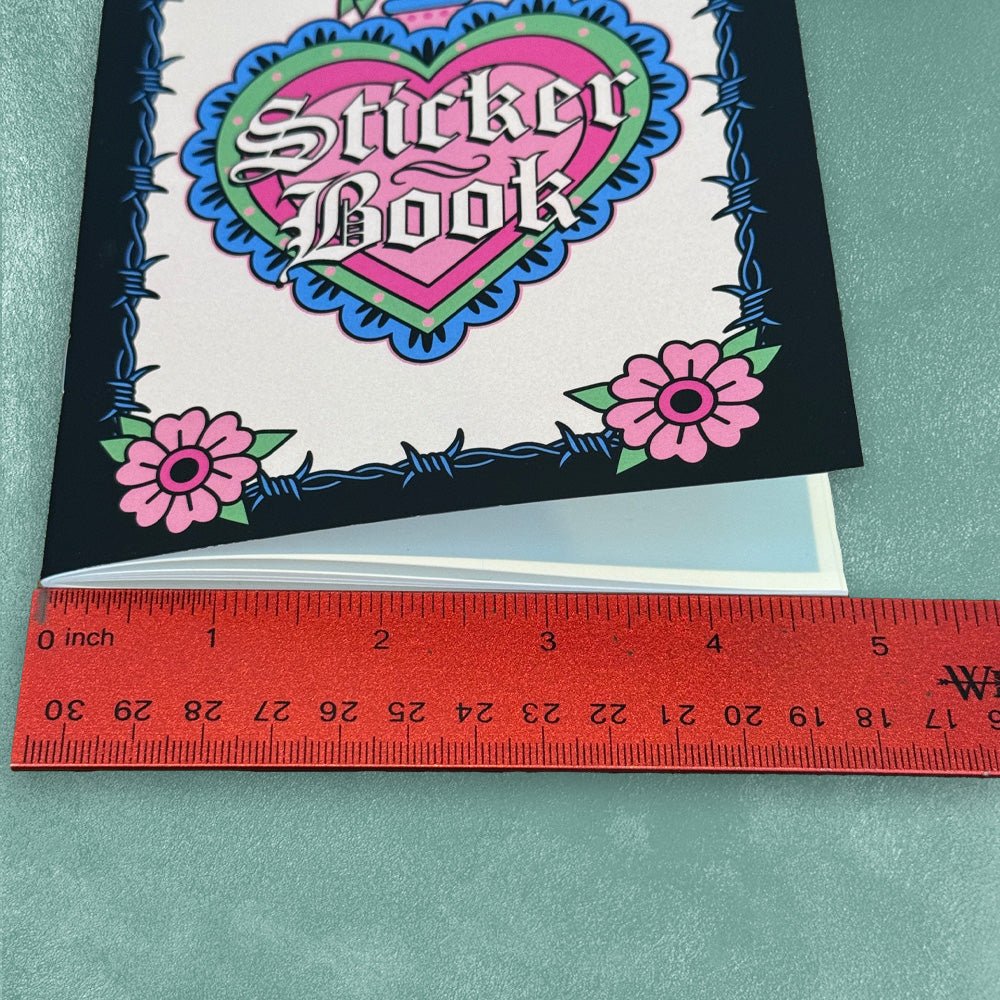 Custom B6 Saddle Stitched Sticker Books — reverse side and backing detail