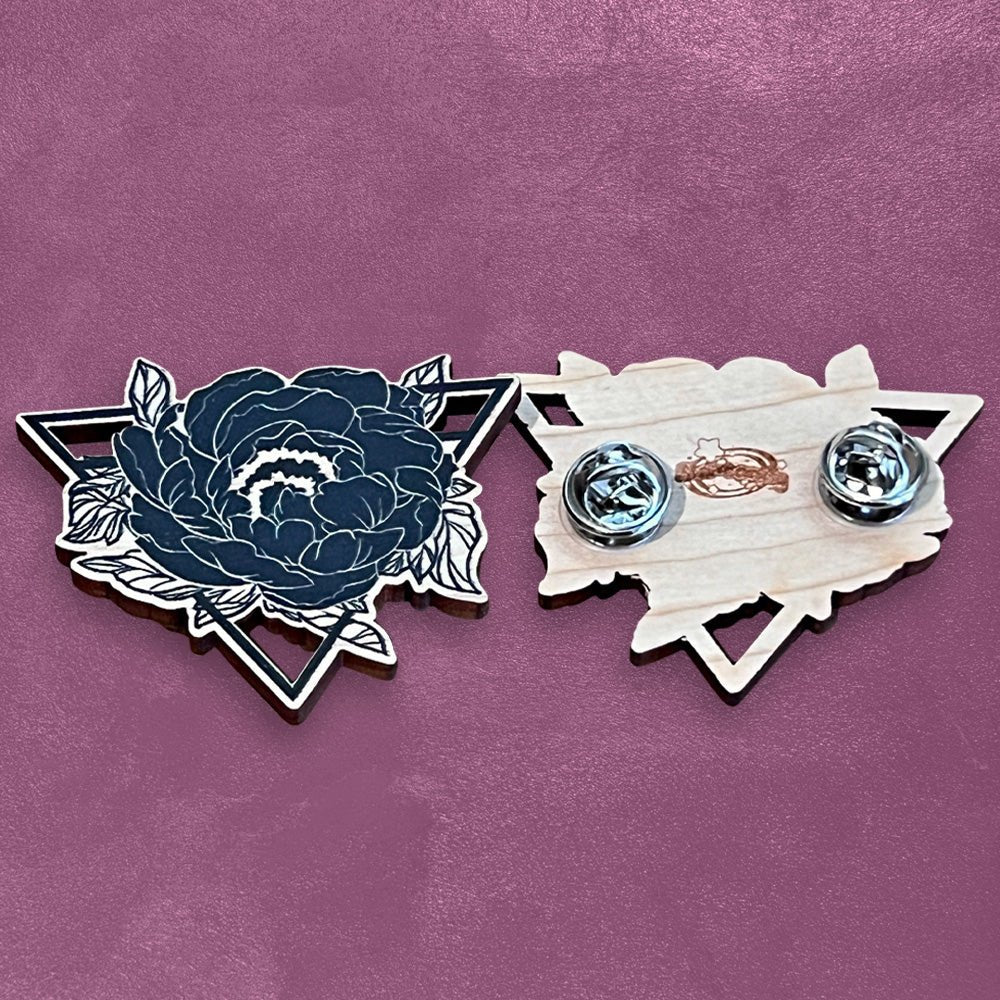 Custom UV Printed Wooden Pins, Made in USA