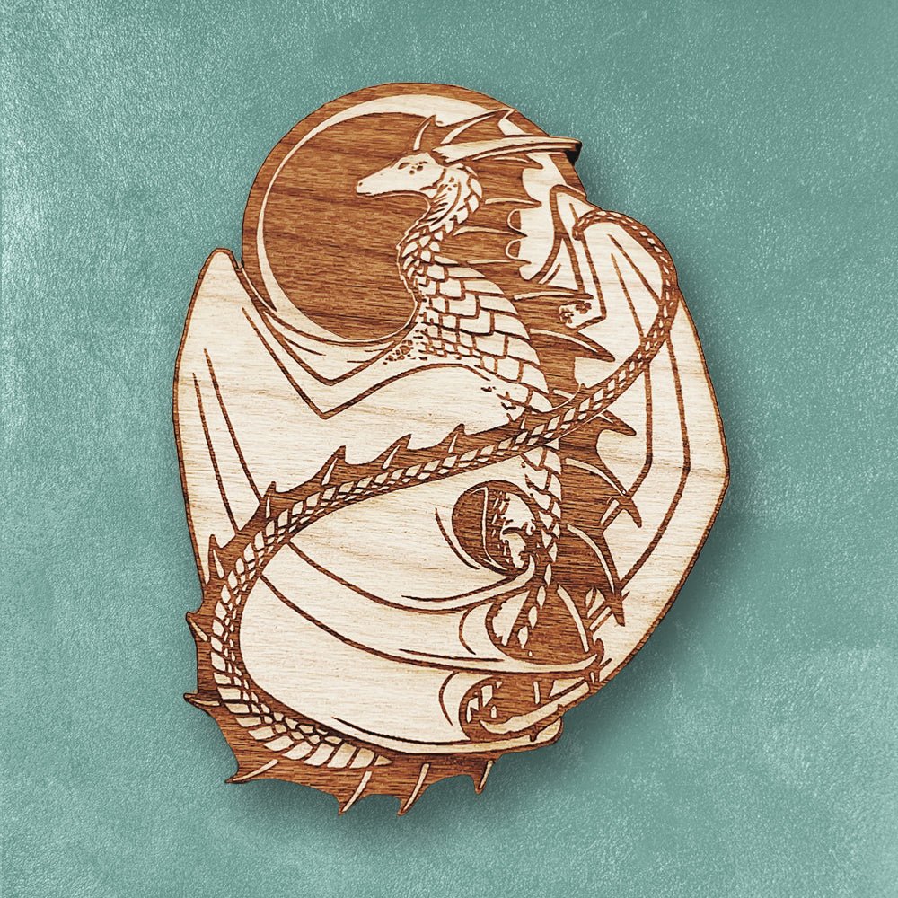 Custom Wooden Pins, Made in USA, Sustainable Cherry Wood — close-up detail view