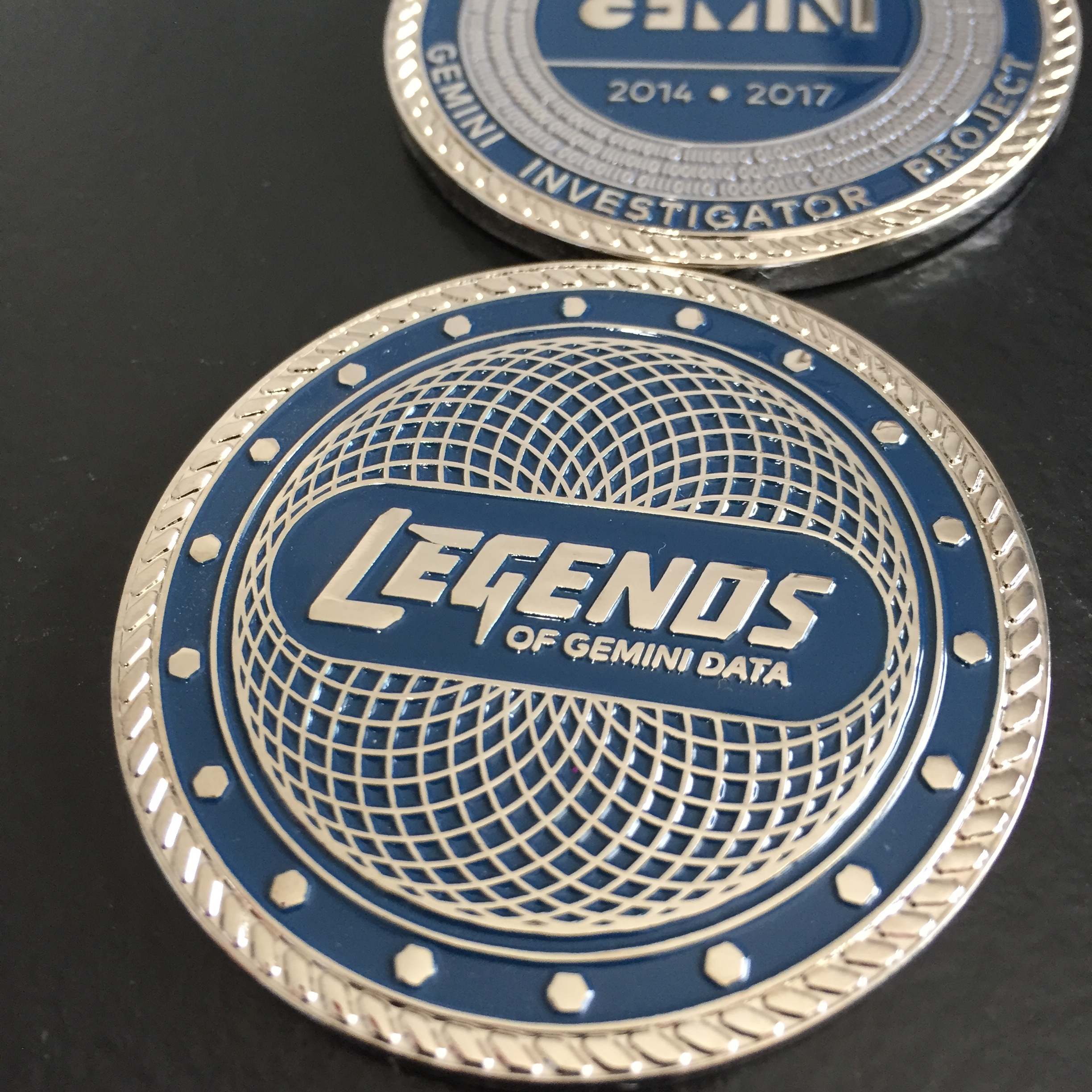 Custom 2D Challenge Coins, Double-Sided — customer order example