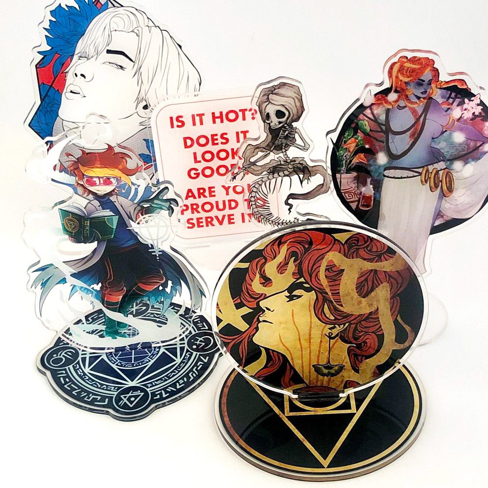 Custom Two-Sided Acrylic Standees with Base — material and construction detail