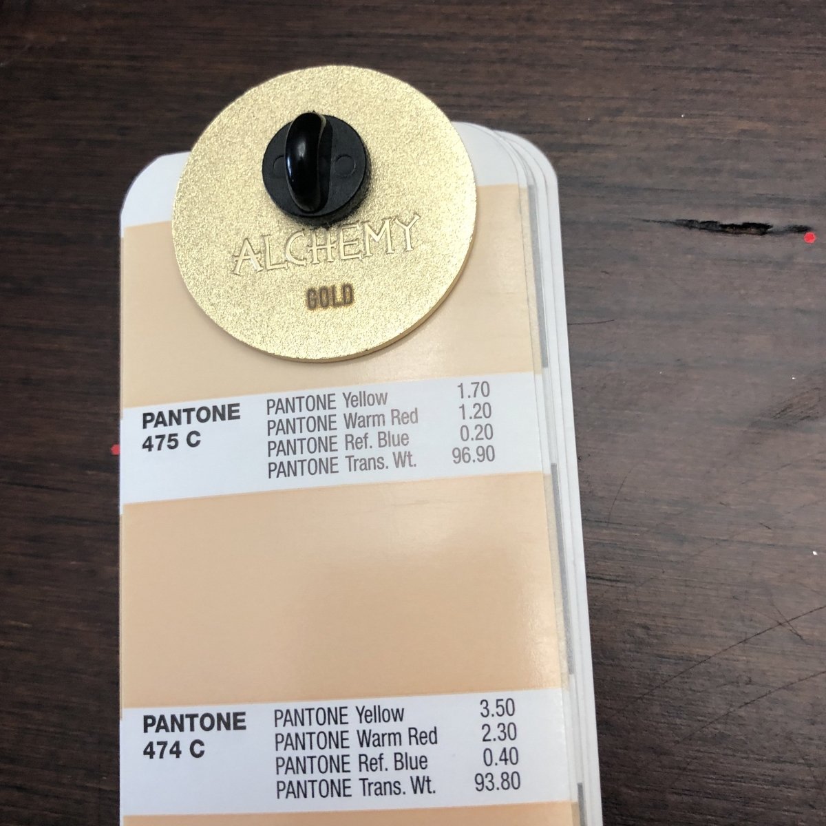 Custom Pin Metal Finishes Example Set, 18 Plating Options — close-up detail view