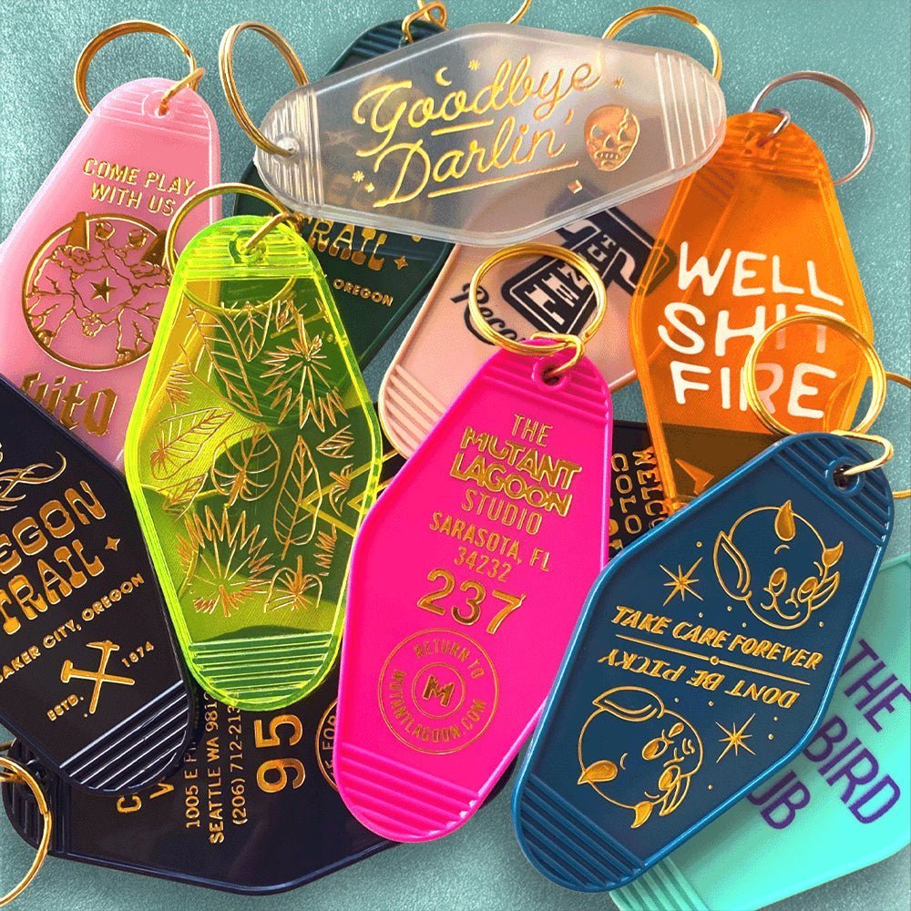 How to Make Custom Motel Keychains - From UV to Foil, Patch Keychains, Enamel and Wooden Motel Keychains - Alchemy Merch