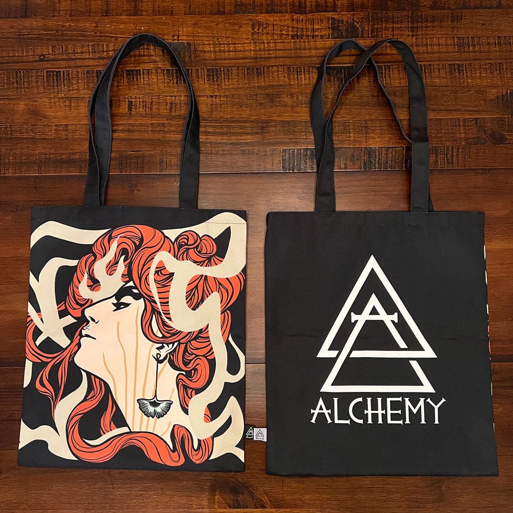 Custom Tote Bags - Alchemy Merch - Custom Handles - All over printing and woven tags