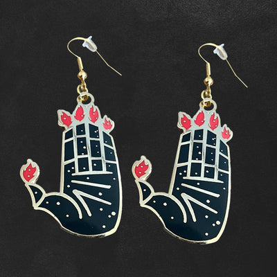 Custom Hard Enamel Earrings, Smooth Polished Finish — production sample