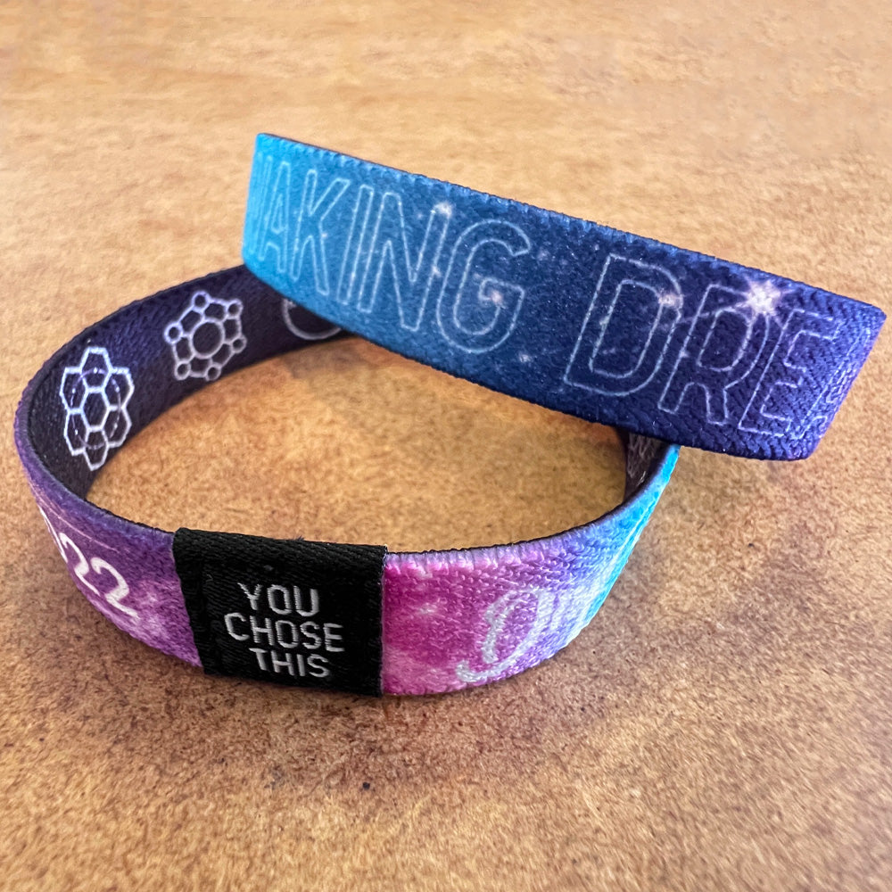 Custom Elastic Wristbands, Sublimated Full Color — scale and sizing reference