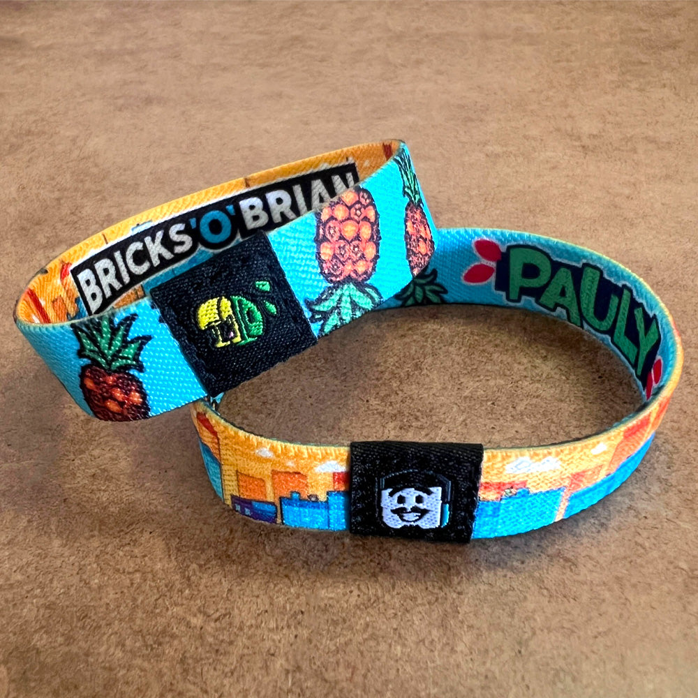 Custom Elastic Wristbands, Sublimated Full Color — close-up detail view