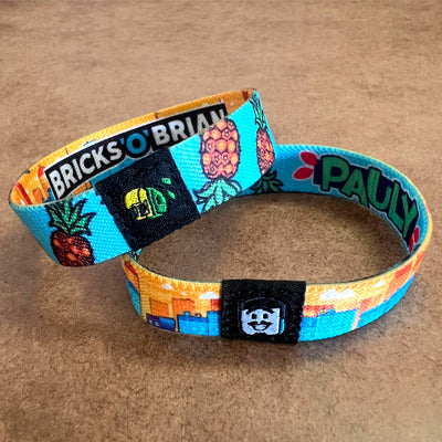 Custom Elastic Wristbands, Sublimated Full Color — close-up detail view