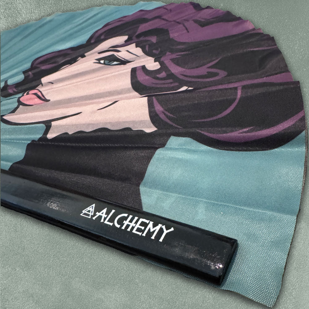 Alchemy Clack Fan Example, Double-Sided Print — production sample
