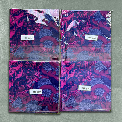 Custom Bandana Example Set, 4 Fabric Weights — production sample