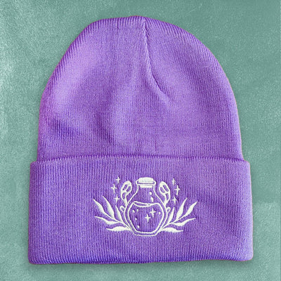 Custom Embroidered Beanies, Personalized Design — reverse side and backing detail