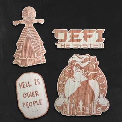 Custom Burned Wooden Stickers, Made in USA