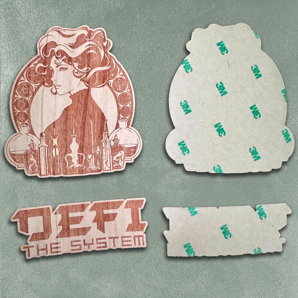 Custom Burned Wooden Stickers, Made in USA — production sample