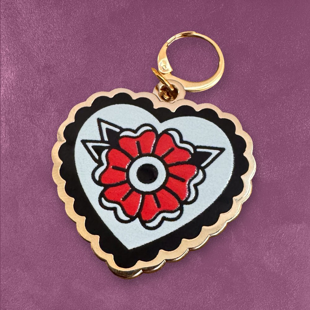 Custom UV Printed Stitch Markers, Zipper Pulls & Shoe Charms — color and finish variations