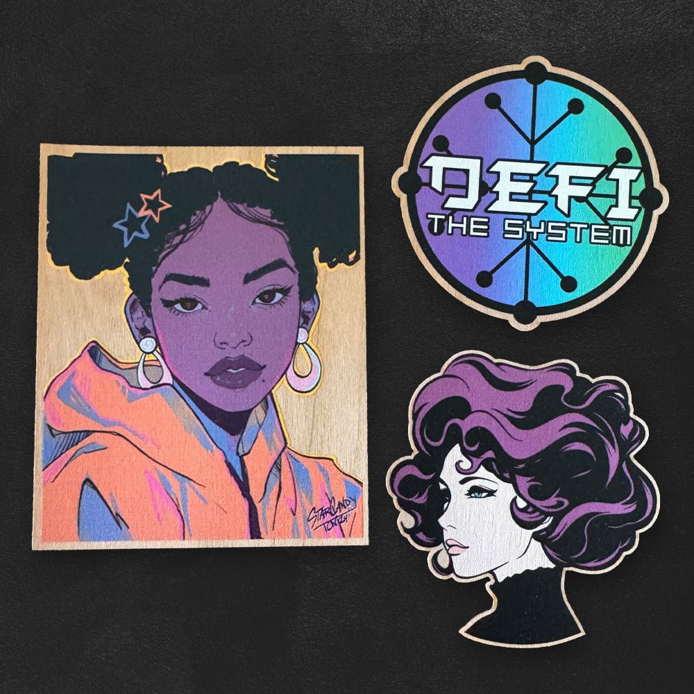 Custom UV Printed Wooden Stickers, Made in USA - Alchemy Merch