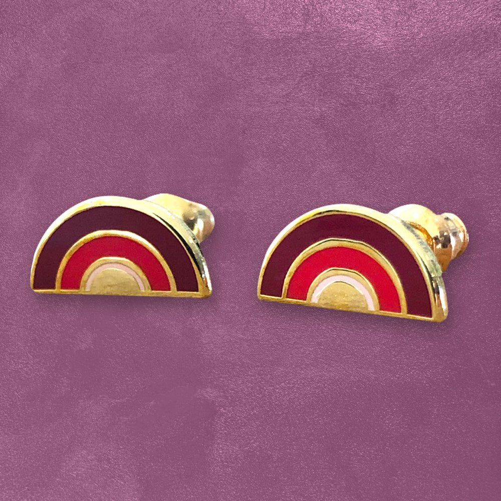 Custom Hard Enamel Earrings, Smooth Polished Finish — reverse side and backing detail