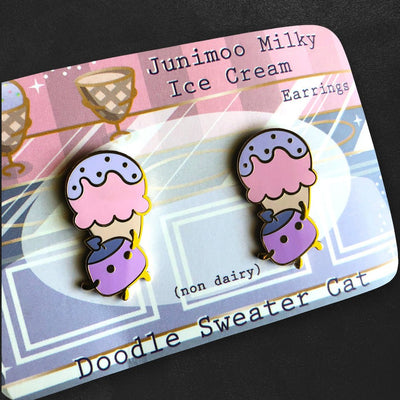 Custom Hard Enamel Earrings, Smooth Polished Finish — full color print example