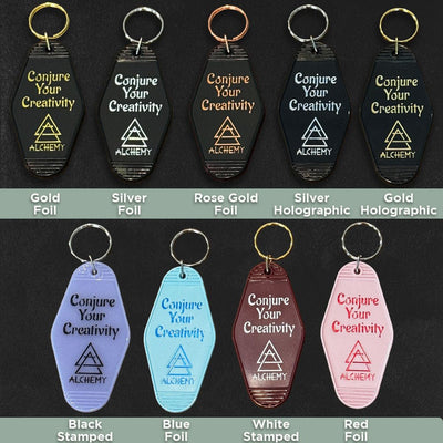 Custom Motel Keychains, Foil Embossed Options