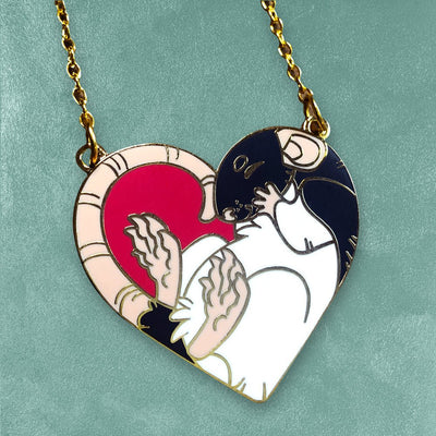 Custom Hard Enamel Necklaces, Gold or Silver Chain — close-up detail view