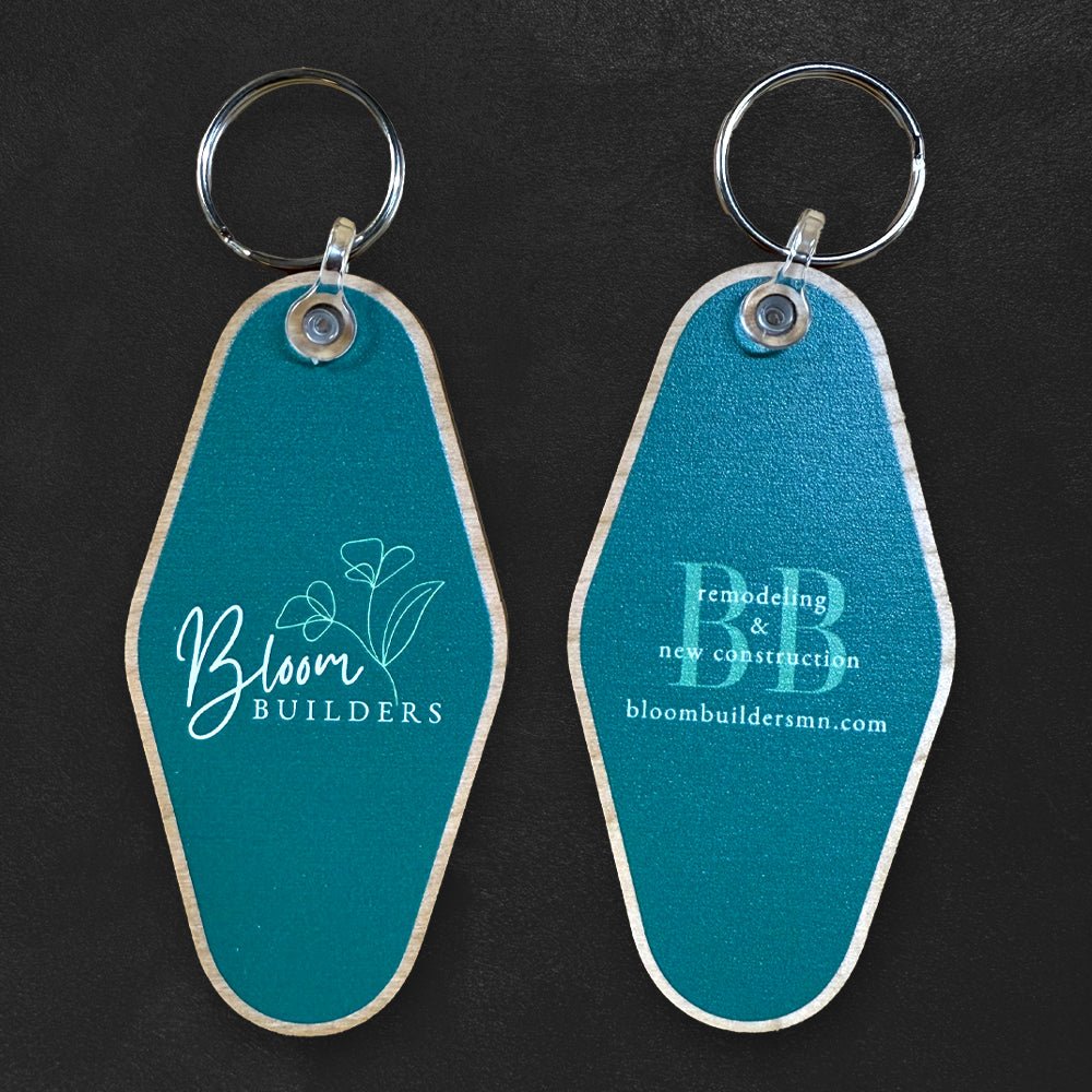Custom Wooden Motel Keychains, Made in USA