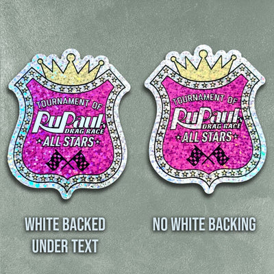 Custom Glitter Stickers, Made in USA — close-up detail view