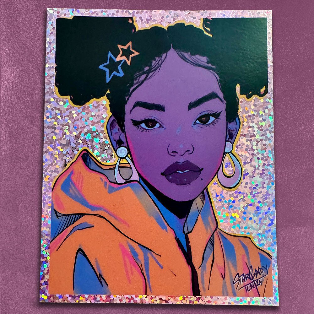 Custom Glitter Stickers, Made in USA — production sample