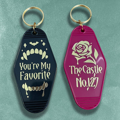Custom Motel Keychains, Foil Embossed