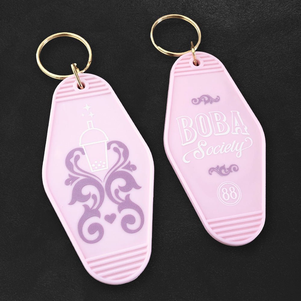 Custom Motel Keychains, UV Printed Full Color — mounting and display reference