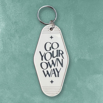 Custom Motel Keychains, UV Printed Full Color — close-up detail view
