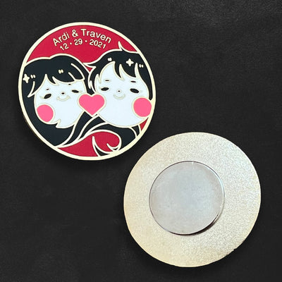 Custom Hard Enamel Needle Minders for Cross Stitch — reverse side and backing detail