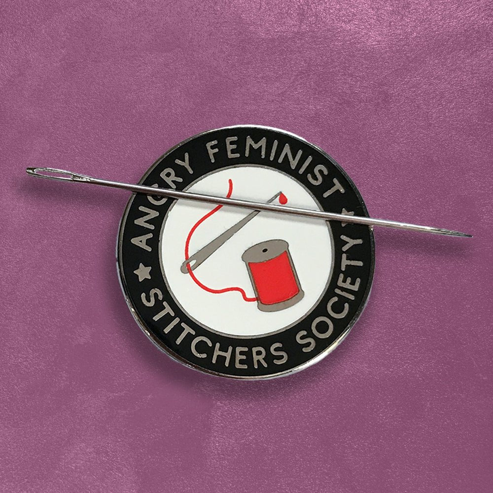 Custom Hard Enamel Needle Minders for Cross Stitch — close-up detail view