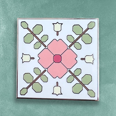 Custom Hard Enamel Needle Minders for Cross Stitch — full color print example