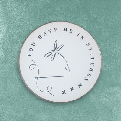 Custom UV Printed Needle Minders, Full Color — close-up detail view