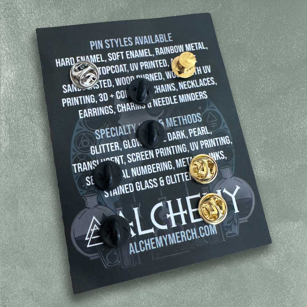 Custom Pin Styles Example Set, 5 Pre-Made Pins — production sample