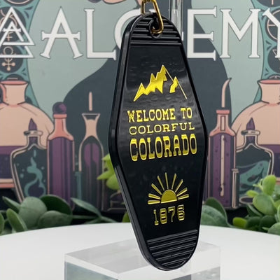 Custom Motel Keychains, Foil Embossed