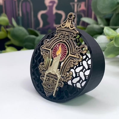 Soft enamel custom pin with raised metal lines and recessed colored enamel