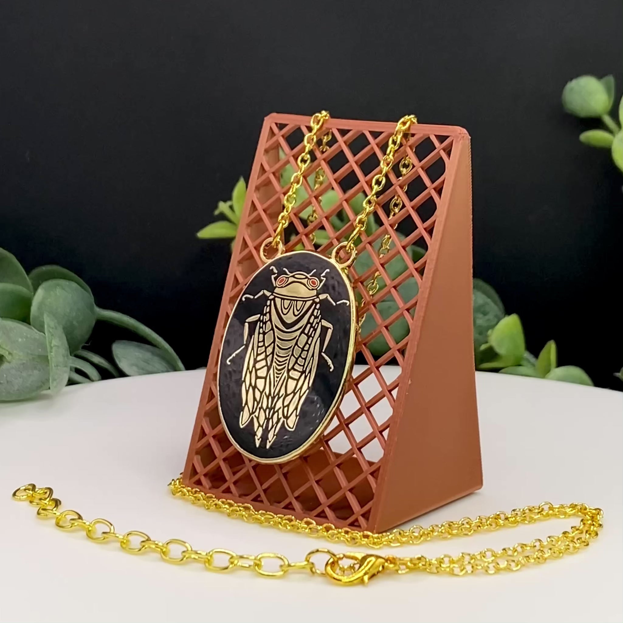 Load video: enamel pendant necklace
