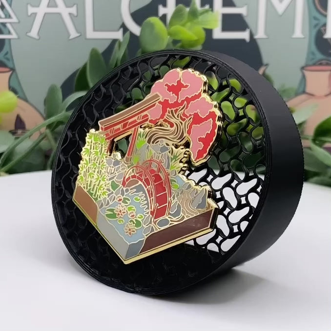 Load video: Hard enamel custom pin buffed flat to a jewelry-quality finish