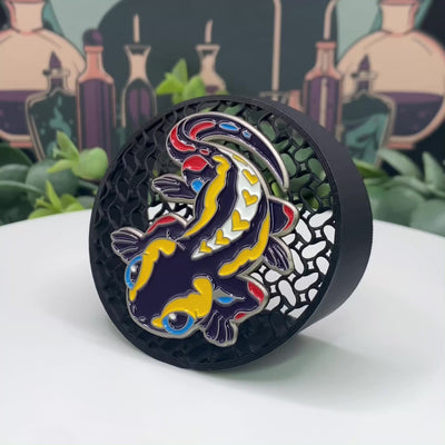 Soft enamel custom pin with raised metal lines and recessed colored enamel
