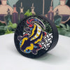 Soft enamel custom pin with raised metal lines and recessed colored enamel
