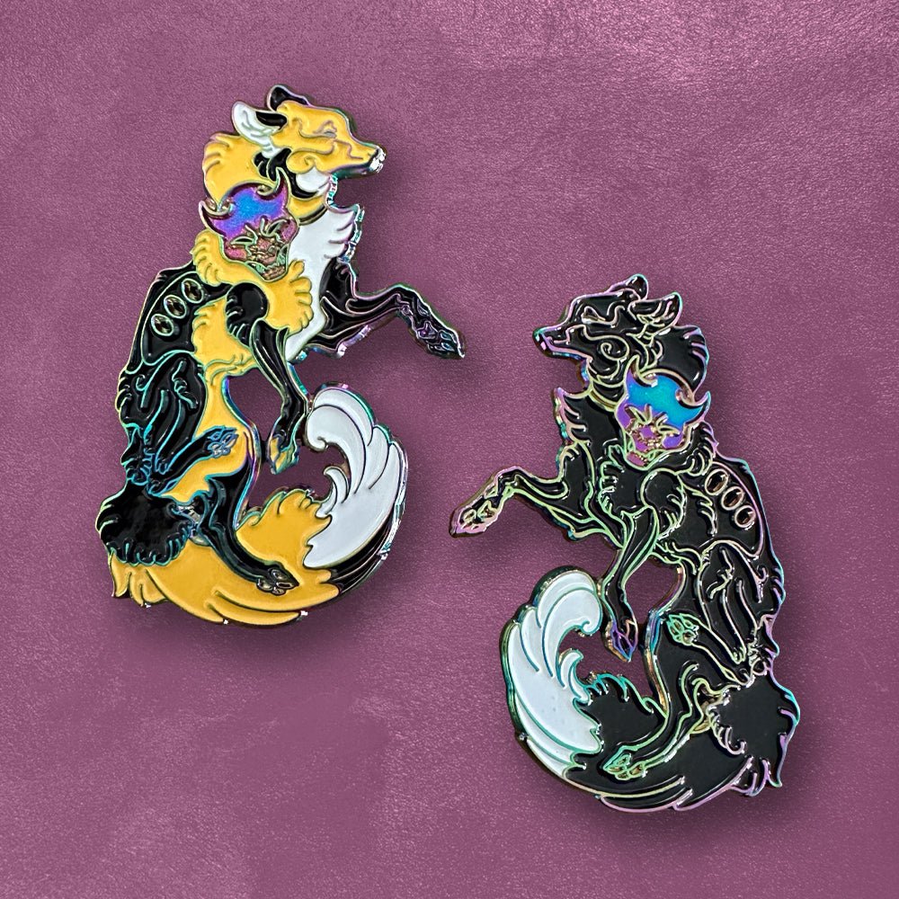 Custom Anodized Rainbow Plated Soft Enamel Pins — full color print example