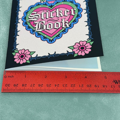 Custom B6 Saddle Stitched Sticker Books — reverse side and backing detail