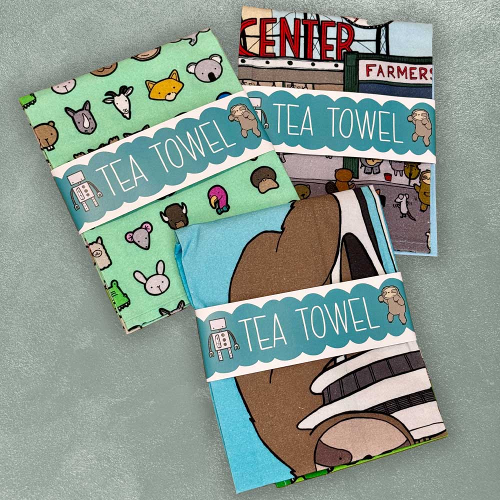 Custom Cotton & Polyester Tea Towels — scale and sizing reference