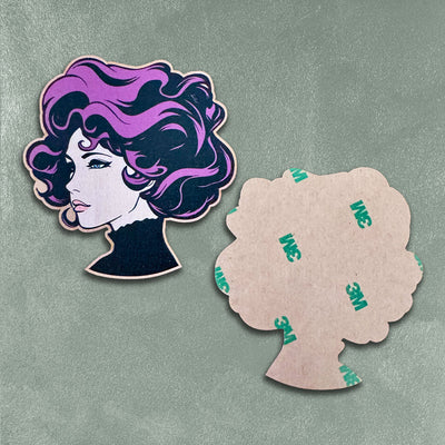 Custom UV Printed Wooden Stickers, Made in USA — reverse side and backing detail